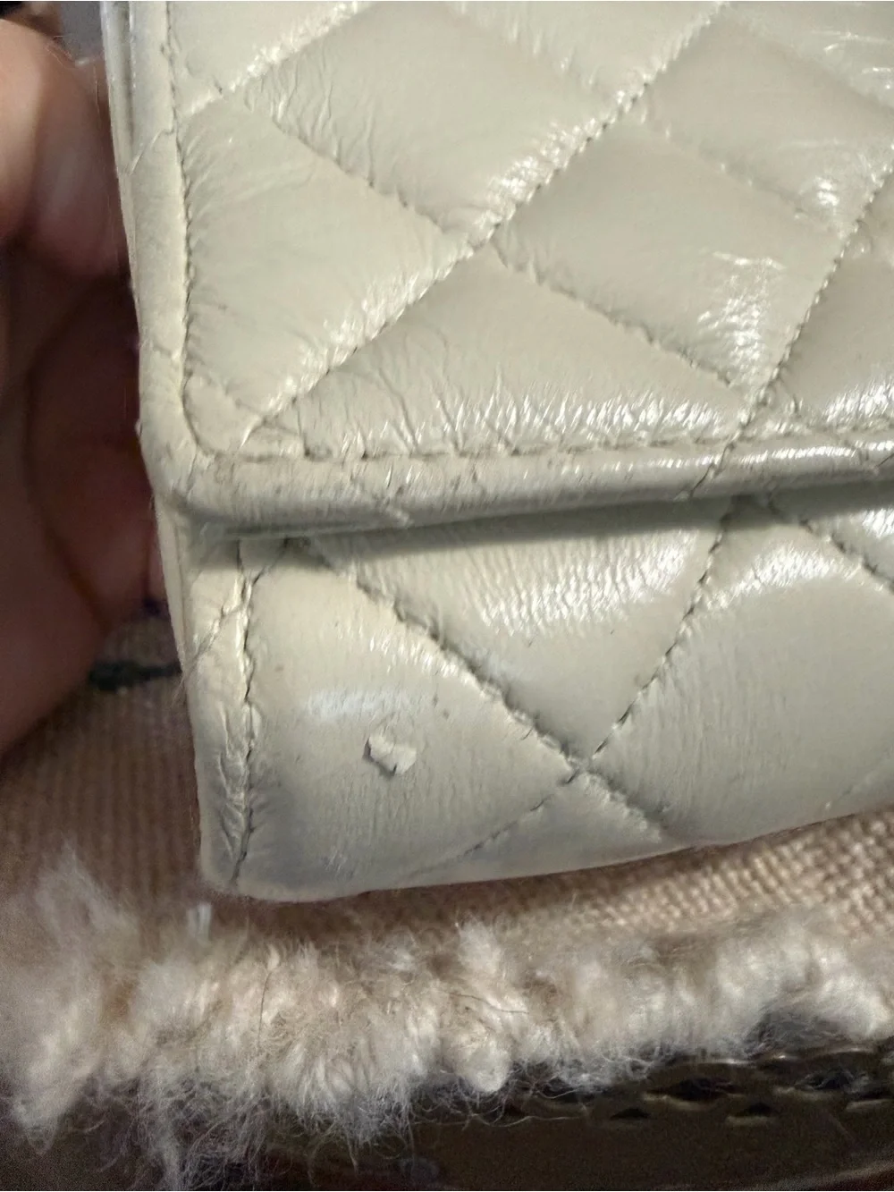 Givenchy Quilted Cream Leather Fold-Over Clutch with Gold Square Logo